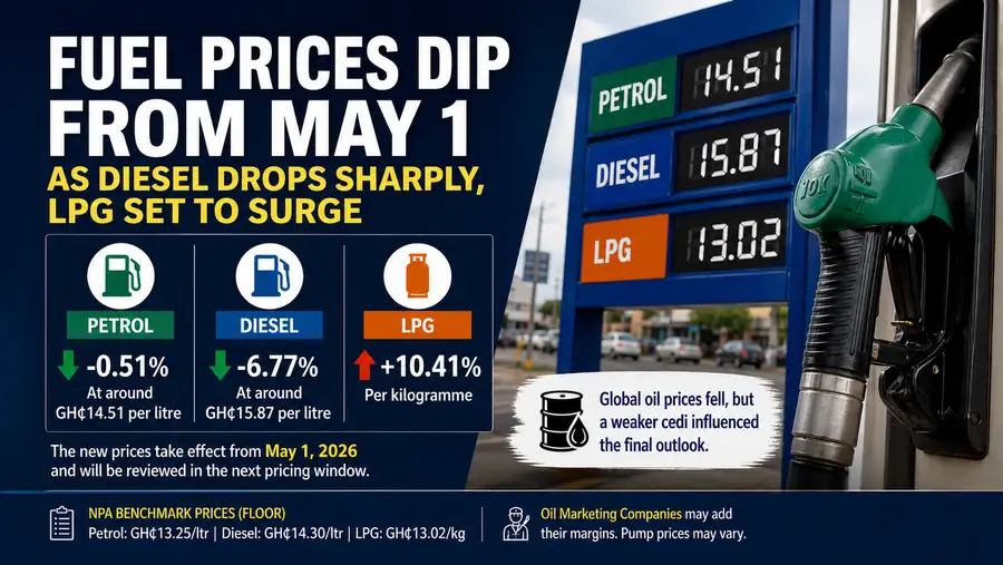 Diesel and petrol to fall slightly while LPG sees sharp increase from May 1