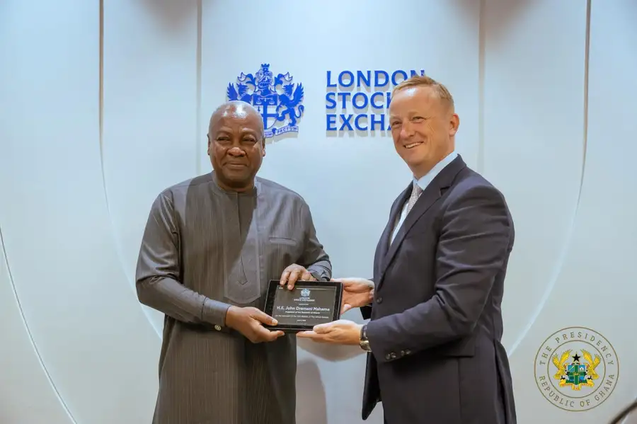 President Mahama Rings London Stock Exchange Bell as Ghana’s Market Confidence Rises